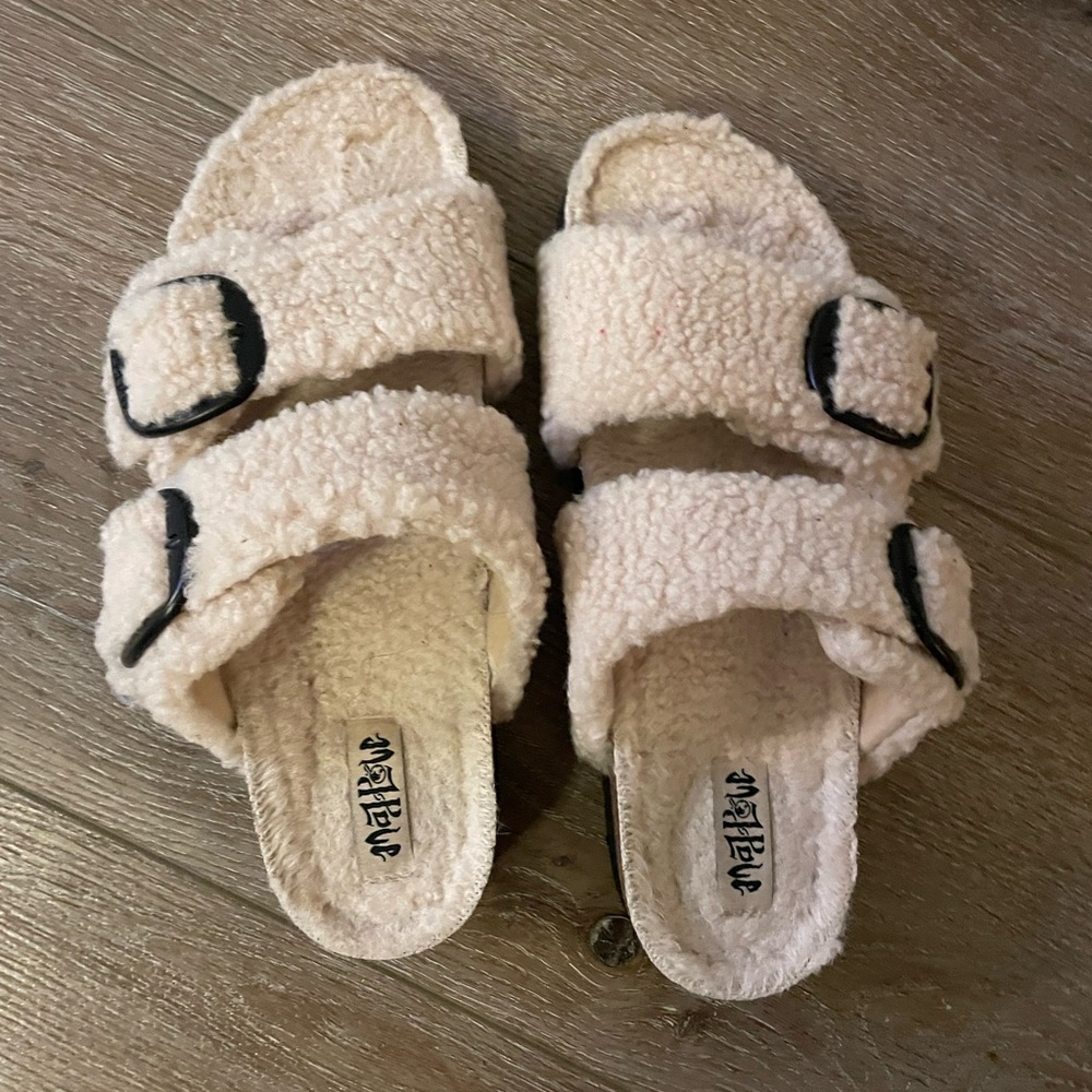 Faux Shearling Platform Sandals